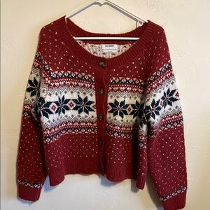 Old Navy Women's Red Patterned Sweater